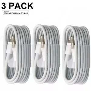 3-PACK OEM USB Data Fast Charger Cable Cord For Apple iPhone 5 6 7 8 X 11 12 MAX - Picture 1 of 24