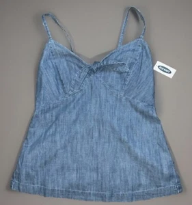 Old Navy Tie-Front Cami Tank Top Women’s Small Chambray Medium Wash NEW - Picture 1 of 21