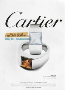 CARTIER 1-Page Magazine PRINT AD 1999 - Tank Rings moonstone amber citrine - Picture 1 of 1