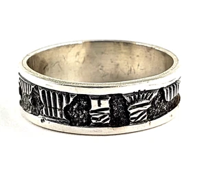 ELAINE BECENTI B NAVAJO Sterling Silver 6.15MM Etched Storyteller Band Size 7.5 - Picture 1 of 7