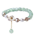 Crystal Beads Bracelet Women Pearl Flower Pendant Friendship Bracelet Bangle S1