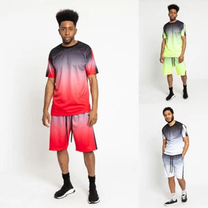 Victorious Men's Casual Gradient Ombre T-Shirt With Drawstring Shorts Set ST402 - Picture 1 of 17