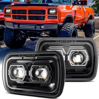 Par de faros LED 5x7 7x6"" Hi-Lo para Dodge W150/250/350 D150 1981-1993 Ram 50 Foto 1 de 4
