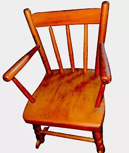 Antique Pine Wood Children’s Rocking Chair - Picture 1 of 4