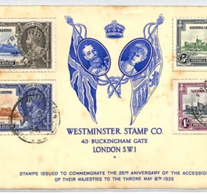 SIERRA LEONE FDC KGV 1935 SILVER JUBILEE Set *ILLUSTRATED* First Day Cover XJ190 - Picture 1 of 11