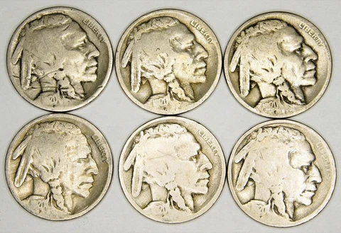 1920 P Buffalo Head Nickel - 6 coin lot Cover