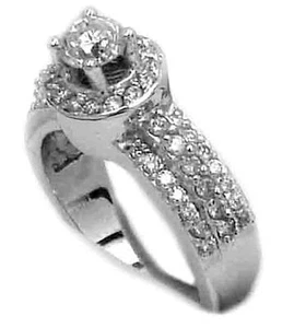   1.45CT G COLOR DIAMOND ROUND CUT HALO ENGAGEMENT/WEDDING RING 14K WHITE GOLD - Picture 1 of 3