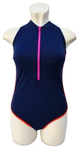 BODEN Zip up Swimsuit Navy Blue Padded Swimming Costume Size 6 10 12 16 - Picture 1 of 20