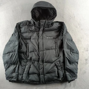 Columbia Jacket Mens XL Black Omni-Heat Hooded Down Puffer Winter Coat Insulated - Picture 1 of 10