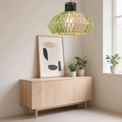 Pendant Lampshade Hanging Light Cover Cafe Farmhouse Woven Lamp Shade Only - Image 1 of 4