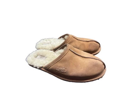 UGG Australia Slippers Mens 8 Brown Shearling Suede Moccasin Classic Cozy Shoes - Image 1 of 4