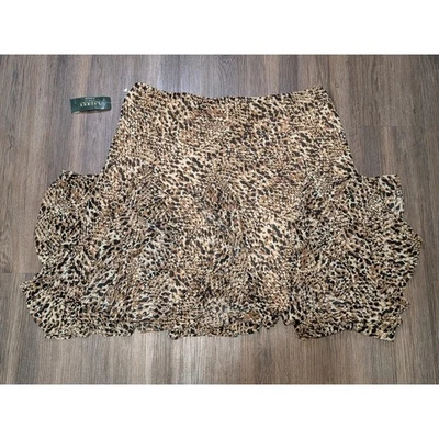 Saia Midi Lauren Ralph Lauren 18W Estampa de Leopardo Bainha Babado Plus Size - Imagem 1 de 4