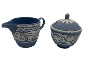 Wedgwood 250th Anniversary Arabesque Sugar Bowl With Lid & Creamer Vintage Rare - Picture 1 of 15