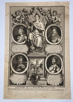 BEREY 1711 HISTOIRE DE LA MONARCHIE FRANCAISE FRONTISPICIO ANTIGUO Foto 1 de 4