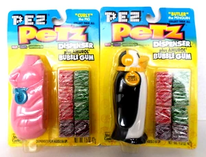 Lot Of 2 Pez Petz Bubble Gum Candy Dispensers MIP Butler Penguin Curly Pig - Picture 1 of 6