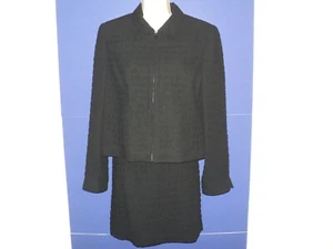 Forwear Nueva York Talla 10 Chaqueta Falda Traje Negro Acolchado Look Poliéster Hecho en EE. UU. - Imagen 1 de 7