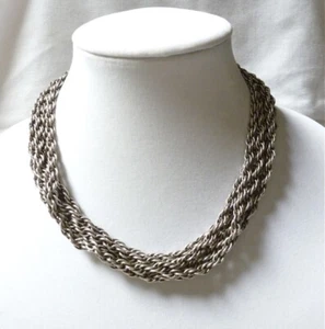 RARE Joseff of Hollywood silver plated multi CHAIN necklace CHOKER- old stamp - Picture 1 of 10