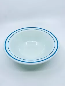 Vintage Pyrex Corning PYR7 Teal Blue Bands ristorante merce ciotola vetro latte 8,75" - Foto 1 di 9