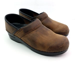 Dansko Womens Size EU 39 US 8.5-9 Brown Leather Slip On Clog Work Shoes - Picture 1 of 10