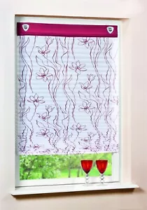 Raffrollo mit Ösen Raffgardine Fenstergardine ohne Bohren Rot/Weiß Modern Neu - Bild 1 von 1