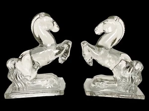 Sujetalibros vintage de vidrio para caballos transparentes mediados de siglo MCM - Imagen 1 de 11