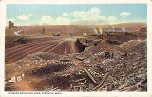 Postcard MN: Missabe Mountain Mine, Virginia, Minnesota, WB 1920's Posted - Picture 1 of 2