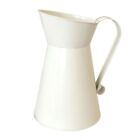 White Watering Milk Vase With Handle Vintage Primitive Home Decor