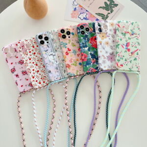 Flower Neck Lanyard TPU Case For iPhone 14 13 12 Pro Max 11 Xs XR 7 8 Plus Case