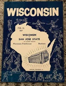 1957 Boxprogramm Wisconsin San Jose State Februar College Athletic Vintage - Bild 1 von 7