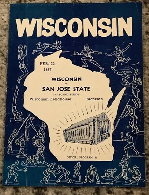 1957 Boxing Program Wisconsin San Jose State February College Athletic Vintage - Image 1 of 4