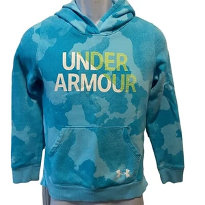 UNDER ARMOUR LIGHT BLUE CAMO FLEECE COLDGEAR LOOSE FIT HOODIE GIRLS SIZE YL - Picture 1 of 6