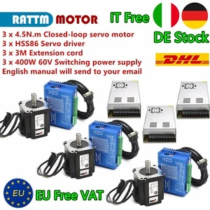 『IT』3x 4.5N.m 86mm Nema34 Closed Loop Stepper Motor+HSS86 Servo Driver+60V Power - Imagen 1 de 16
