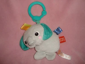 Bright Starts Elephant Rattle crinkle clip on 5.5" Plush Baby Toy - Picture 1 of 3