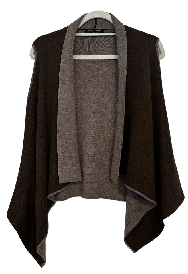 Chaleco Romeo & Juliet Couture Tejido Cascada Abierta Para Mujer Mediano Marrón Tostado Nuevo Foto 1 de 4