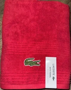 LACOSTE Red Big Crocodile Bath Towel Measures 30" x 52" - Picture 1 of 5