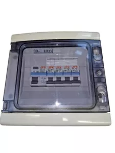 garage consumer unit IP65 weather proof 4 way with 63amp 30ma rcd plus 4 mcb,s - Picture 1 of 3