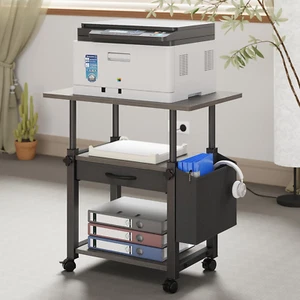 22"X15" Large Printer Stand with Drawer And-Side Bag, Adjustable 3-Tier Printer - Picture 1 of 12