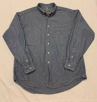 Eastern Mountain Sports Long Sleeve Button Down Large Blue Chambray Denim - Image 1 of 4
