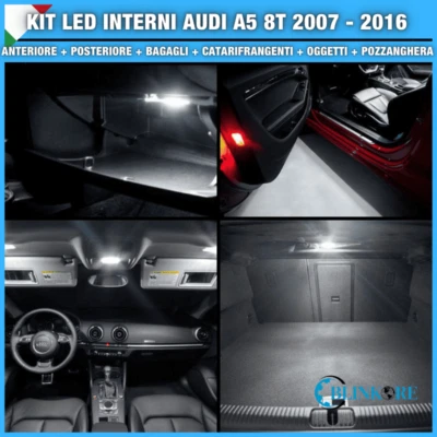 KIT LED INTERNI BIANCO AUDI A5 8T SPORTBACK DAL 2007 AL 2016 COMPLETO NO ERRORE - Immagine 1 di 2