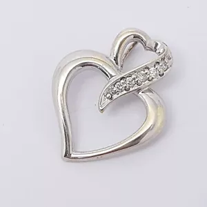 Mother & Daughter Open Double Heart Pendant Diamonds & 9ct Solid White Gold - Picture 1 of 6
