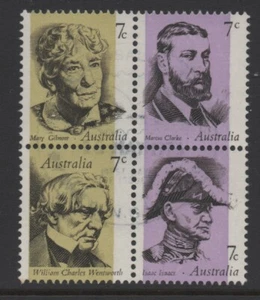 Australia 1973 Famous Australians se-tenant block of 4 Nicely Used - Bild 1 von 1