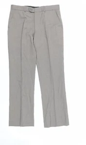 Burton Mens Grey Wool Dress Pants Trousers Size 34 in L31 in Regular Zip - Picture 1 of 10