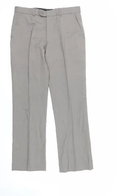Pantalones de vestir de lana gris Burton para hombre talla 34 en L31 con cremallera regular Foto 1 de 4