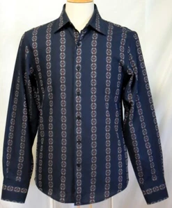 Ben Sherman Woven Blue Cotton Geometric & Solid Target Design Button Up Shirt-M - Picture 1 of 12