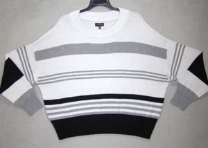 Lucky Brand Sweater Womens XXL 2XL Gray Black Bold Striped Cropped Ladies - Picture 1 of 19