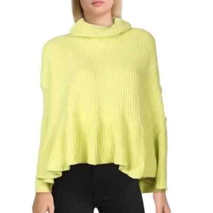 Free People Damen Neu Large Key Limette Oversize Wasserfall Rollkragen Pullover - Bild 1 von 9