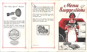 1917 GLASBAKE GLASS COOKING WARE vintage advertising pamphlet MENU SUGGESTIONS - Picture 1 of 3