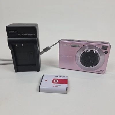 Sony Cyber-shot DSC-W130 8.1MP Digital Camera Pink w/ Charger & Battery Tested - Image 1 of 4