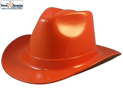 ALLSAFE SERVICES AND MATERIALS Occunomix Western Cowboy Hard Hat with Ratchet Suspension in Hi Viz Orange