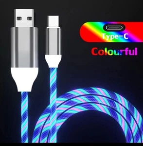 Glow In The Dark Fast Charging Cable USB C (rainbow) - Picture 1 of 4